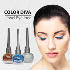 Color Diva Eve Eye Liner | Water Resistant & Long-Lasting | Premium 6Ml Liquid Eye Liner | Pack of 3 (metallic Blue, Copper, Silver)