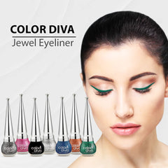 Color Diva Color Eye Liner | Water Resistant & Long-Lasting | Shimmery & Satin Finish | Pack of 8 ( silver, copper, black, green, blue, gold, grey, pink)