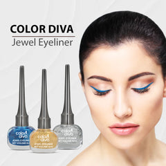 Color Diva Eve Eye Liner | Water Resistant & Long-Lasting | Premium 6Ml Liquid Eye Liner | Pack of 3 (metallic Gold, Blue, Silver)