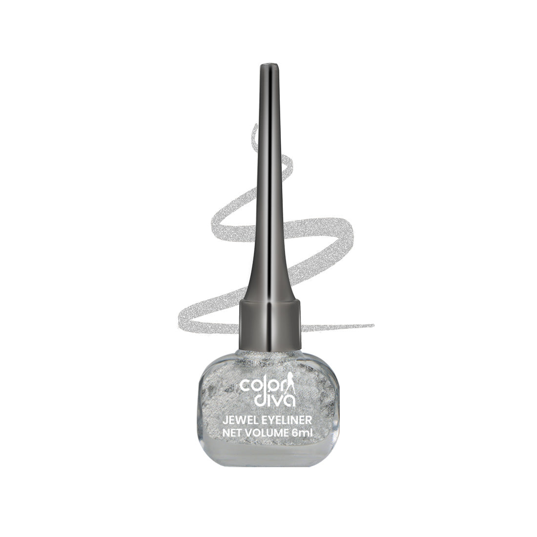 Color Diva Eve Eye Liner | Water Resistant & Long-Lasting | Premium 6Ml Liquid Eye Liner (Silver metallic)