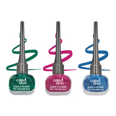 Color Diva Eve Eye Liner | Water Resistant & Long-Lasting | Premium 6Ml Liquid Eye Liner | Pack of 3 (metallic Blue, Pink, Green)