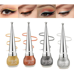 Color Diva Color Eye Liner | Water Resistant & Long-Lasting | Shimmery & Satin Finish | Pack of 4 (Copper, Gold, Grey, Silver)